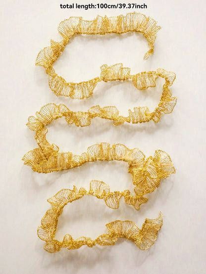ruffled mesh ribbon garland - Gold / 1 m