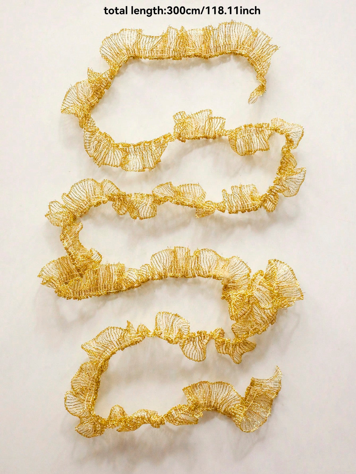 ruffled mesh ribbon garland - Gold / 3 m