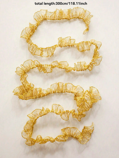 ruffled mesh ribbon garland - Gold / 3 m