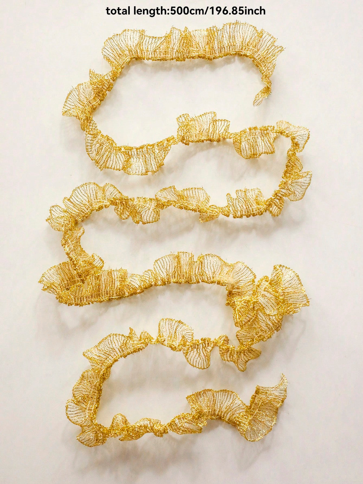 ruffled mesh ribbon garland - Gold / 5 m