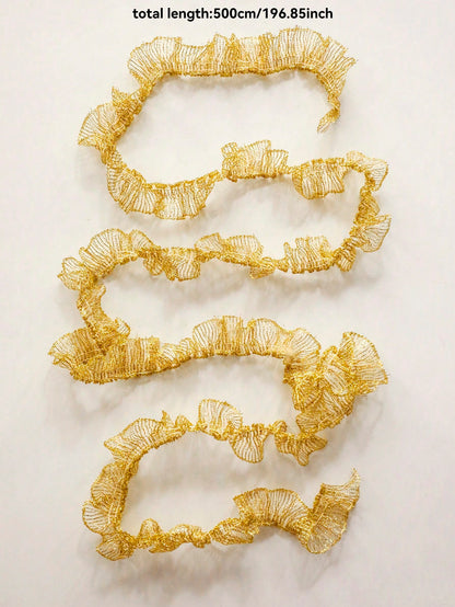 ruffled mesh ribbon garland - Gold / 5 m