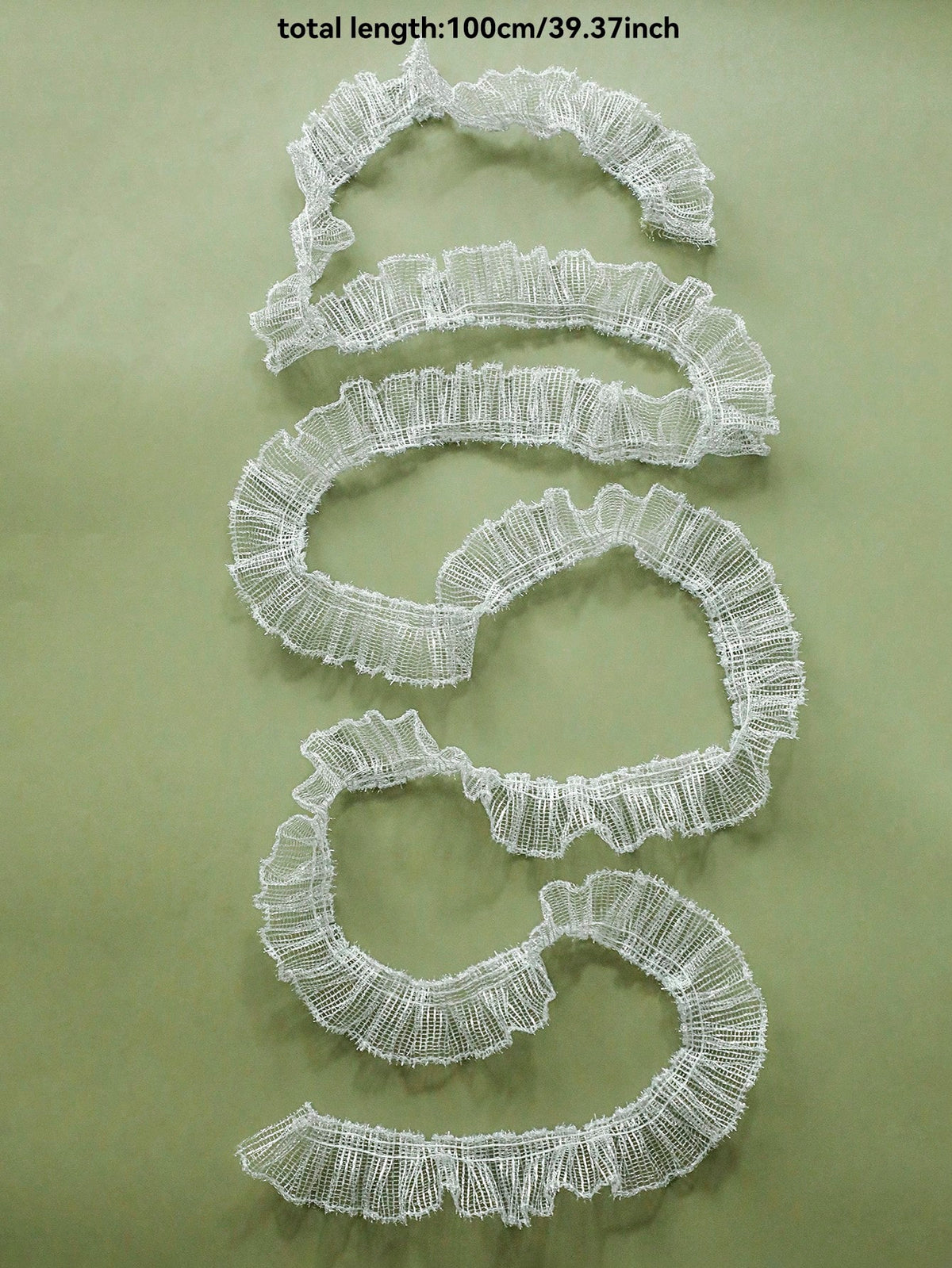 ruffled mesh ribbon garland - White / 1 m