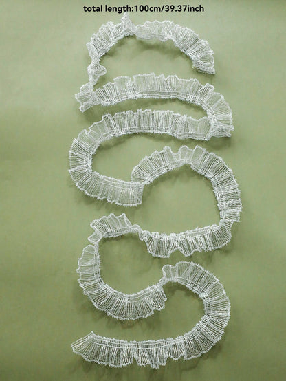 ruffled mesh ribbon garland - White / 1 m