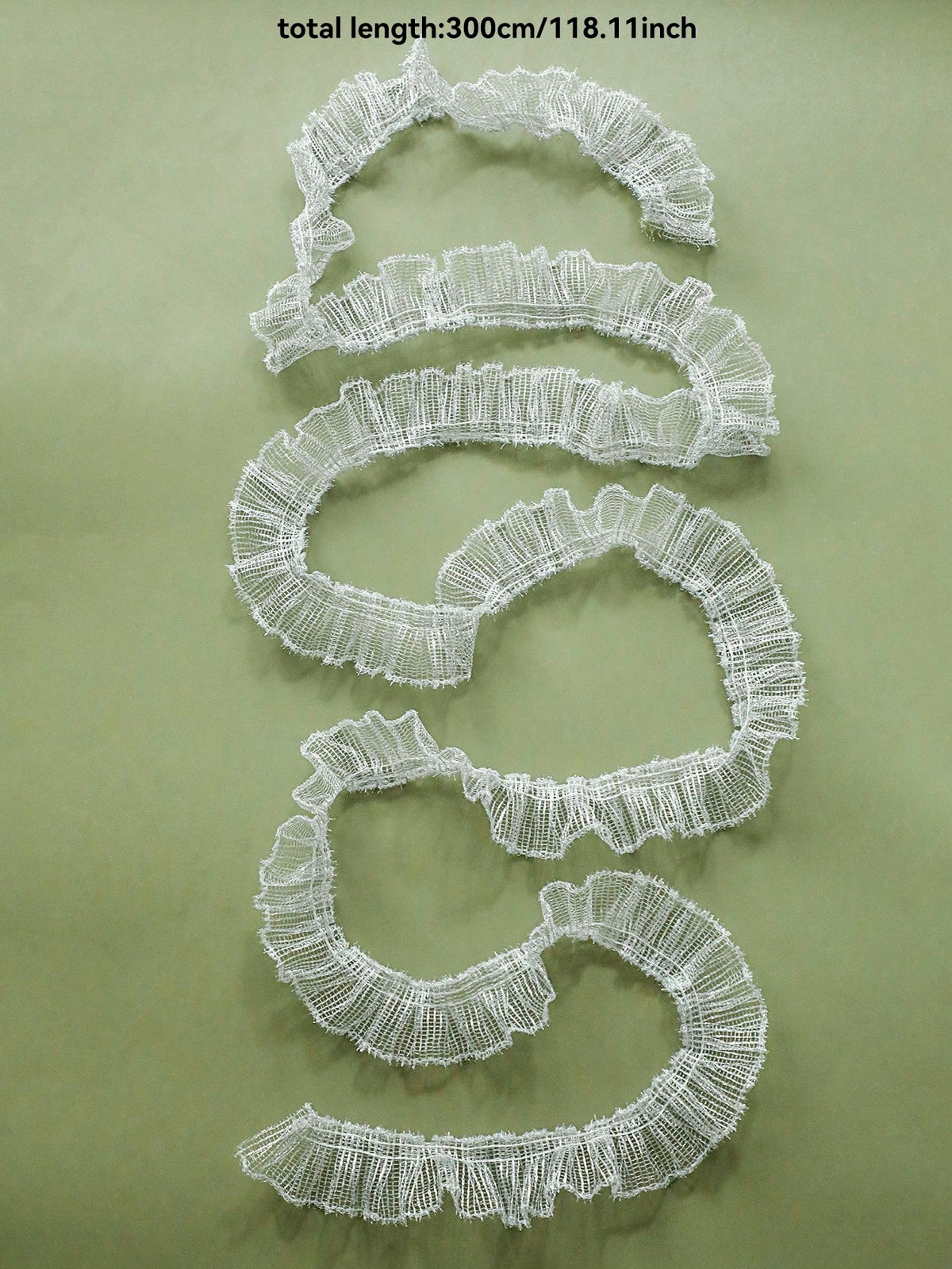 ruffled mesh ribbon garland - White / 3 m