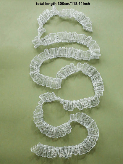 ruffled mesh ribbon garland - White / 3 m