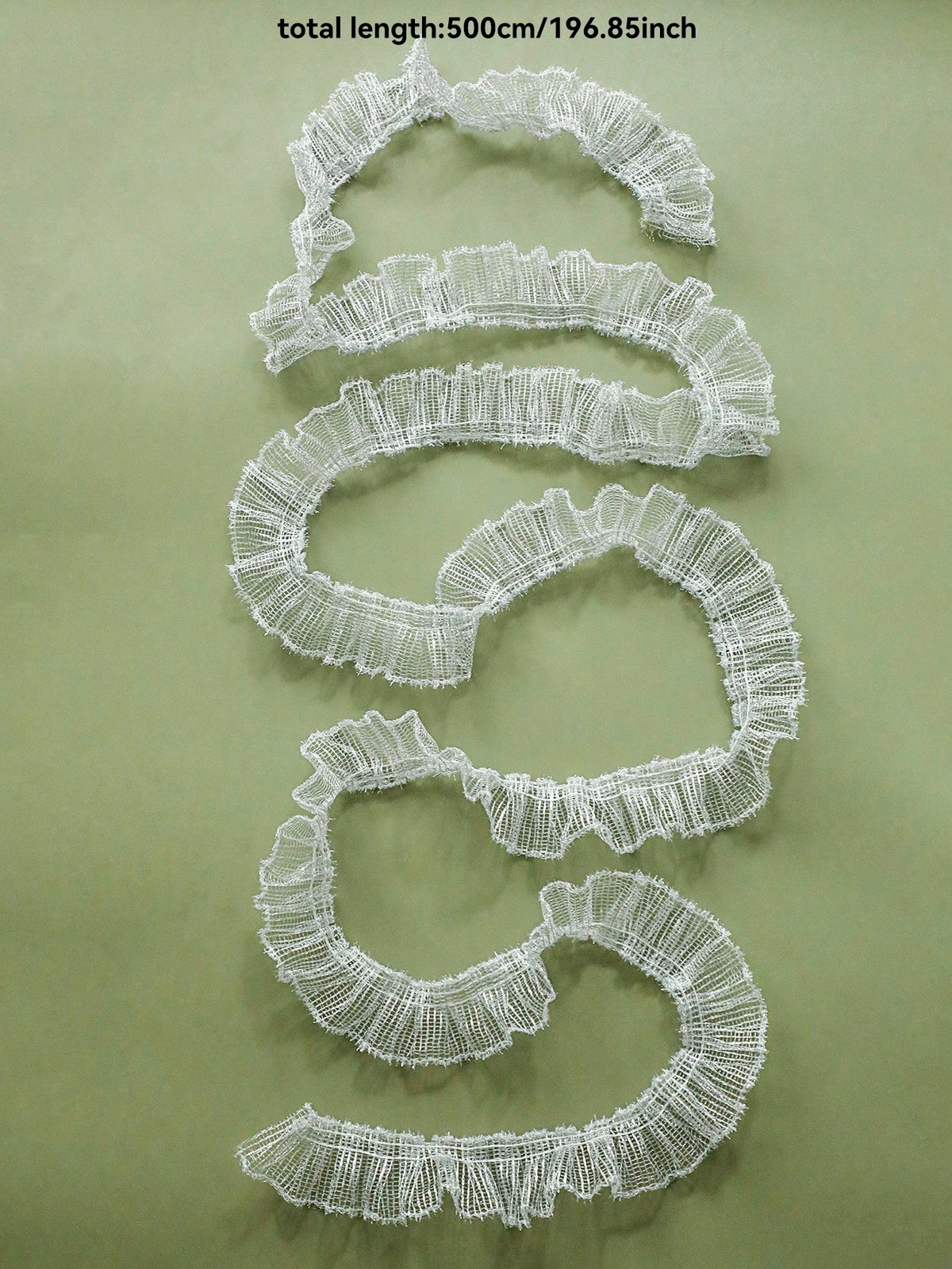 ruffled mesh ribbon garland - White / 5 m