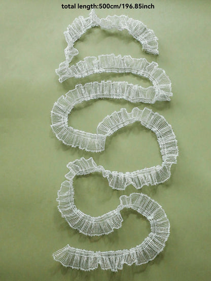 ruffled mesh ribbon garland - White / 5 m