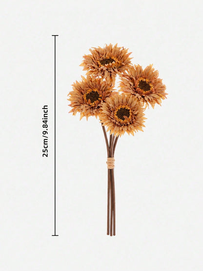 rustic artificial sunflower bunch - Rust Brown option
