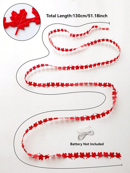 Maple leaf fairy string lights red, 130 cm length shown