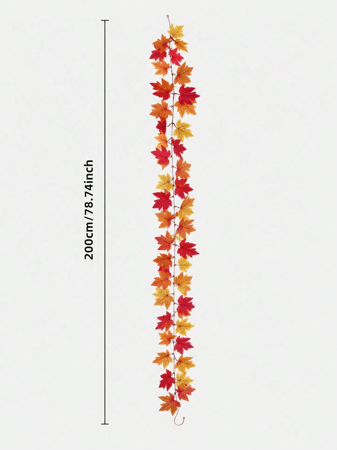 Fall maple leaf garland red and gold, 200 cm