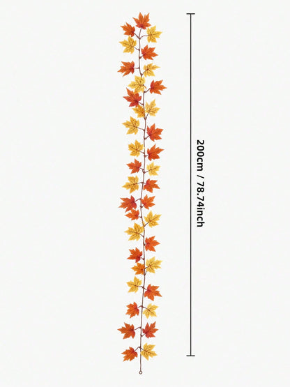 Fall maple leaf garland gold and orange, 200 cm