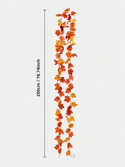 Fall maple leaf garland orange and red, 200 cm
