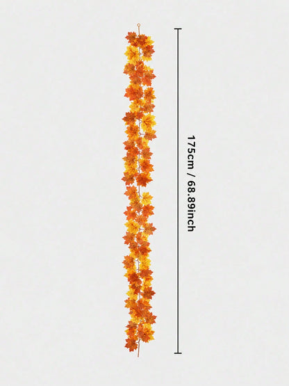 Fall maple leaf garland orange, 175 cm