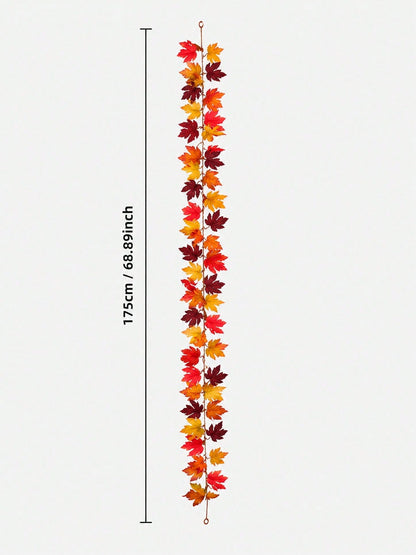 Fall maple leaf garland deep red mix, 175 cm