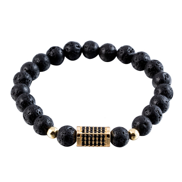 Artilady Men natural stones bracelet volcanic stone bracelet Beads Cube with crystal