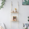 Artilady Macrame Hanging Wall Shelves Handmade Woven - 2 Tier Rope Floating Shelf for Photo Frames Plants Boho Home Decor