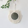Artilady Hanging Wall Mirror with Boho Macrame Fringe Decor for Room Bedroom Baby Nursery