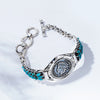 Native American Jewelry Indian Head  925 Sterling Silver Turquoise Bracelet Bangle