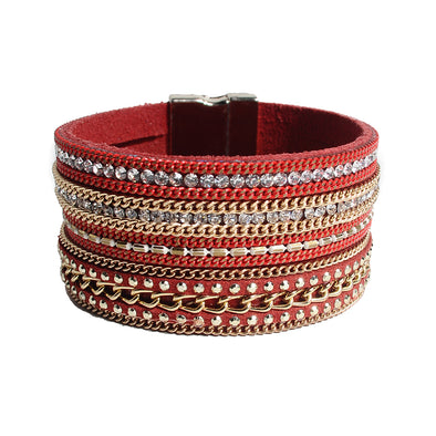 Artilady Multi-layer Leather bracelet Link Chain bracelet crystal bracelet Alloy Magnet Clasp Bracelet