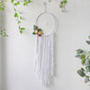 Large Boho Dream Catcher  White Dreamcatcher with Flowers, Handmade Woven Macrame Wall Hanging Bedroom Decor, Romantic Wedding Art