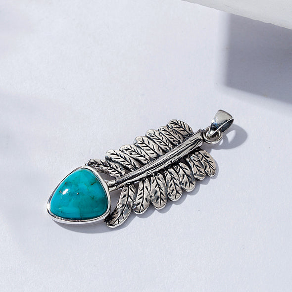 Artilady Native American 925 Sterling Silver Necklace Pendant Boho Turquoise Jewelry