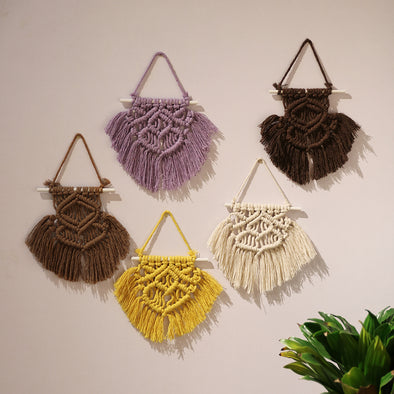 Artilady Mini Macrame Wall Hanging Set of 5 Cute Macrame Ornaments Holiday  Boho Art Woven Decor