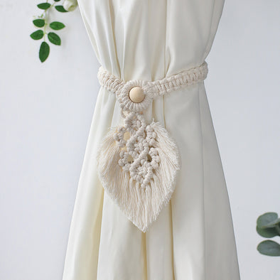 Artilady Curtain Tiebacks Handmade Holdbacks by Cotton Rope with bead, Bohemian Home Decoration Drapery Holdback