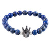 Artilady Men Crown set with crystal natural stones bracelet lapis lazuli bracelet Beads