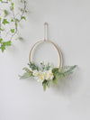 Artilady Floral Hoop Wreath Hanging White Flower Wedding Nursery Wall Decor