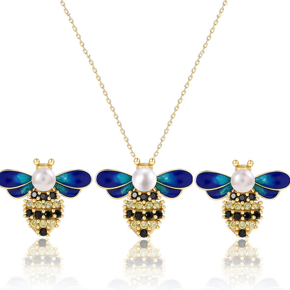 Artilady Pearl Sterling Silver Jewelry Set
