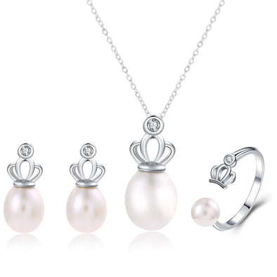 Artilady Pearl Sterling Silver Jewelry Set