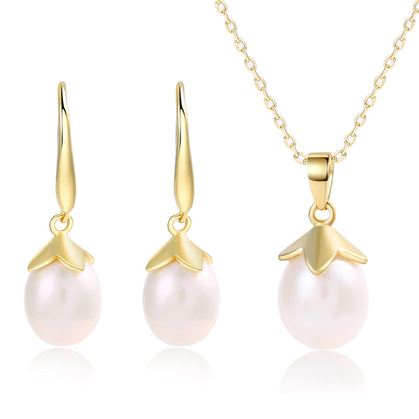Artilady Pearl Sterling Silver Jewelry Set