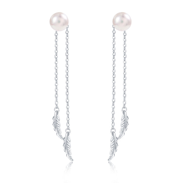 Artilady Sterling Silver Pearl Earrings