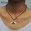 Artilady White Horn Pendant Necklace