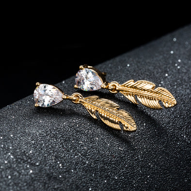 Artilady Women Gold Leaf Earrings