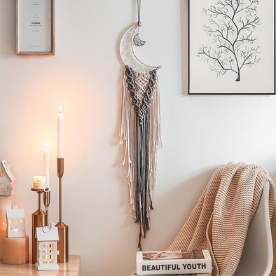 Moon Macrame  Dream Catcher Macrame Wall Hanging  Boho Room Decor Tapestry Wall Kids Room Decoration Home Wedding Ornament Gift