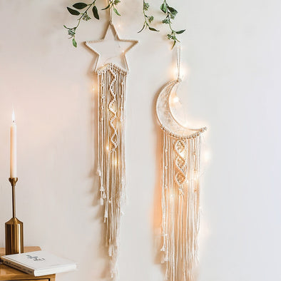 Nordic Star Moon Macrame Dream Catcher Christmas Room Decoration Boho Room Decor  Girls Kids Room Nursery Gifts