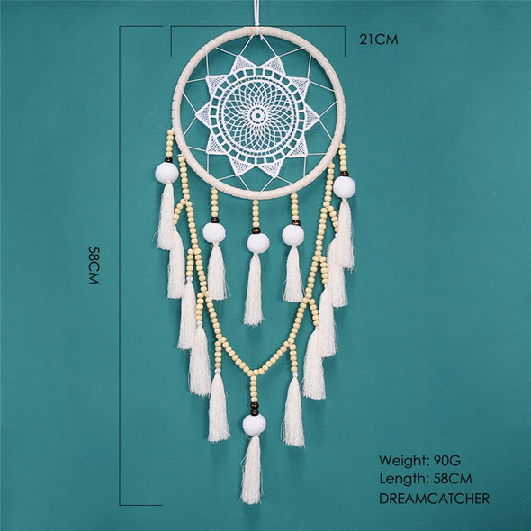 Nordic Tassel Dream Catcher Room Decoration Bedroom Decor Wind Chimes Farmhouse Pink Wall Art  Hanging
