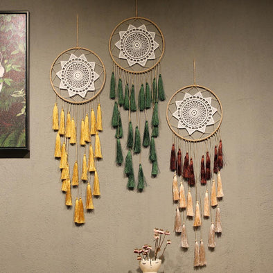 Nordic Tassel Dream Catcher Room Decoration Bedroom Decor Wind Chimes Farmhouse Pink Wall Art  Hanging
