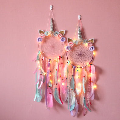 Unicorn Dream Catcher Colorful Feather Dream Catchers  Home Decor Wall Hanging  for Girls Kids Room Christmas Decoration Gift