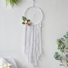 Large Boho Dream Catcher  White Dreamcatcher with Flowers, Handmade Woven Macrame Wall Hanging Bedroom Decor, Romantic Wedding Art