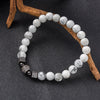 Artilady Men natural stones bracelet white turquoise bracelet Cube Beads
