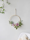 Artilady Floral Hoop Wreath Hanging Pink Flower Wedding Nursery Wall Decor
