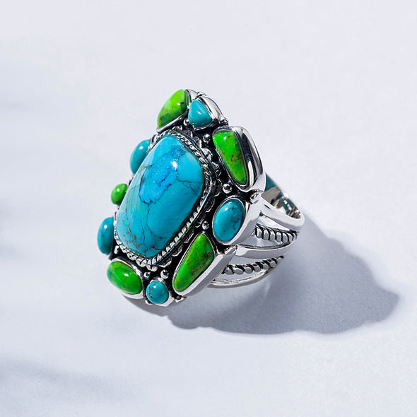 Artilady native American jewelry 925 sterling silver ring boho turquoise ring