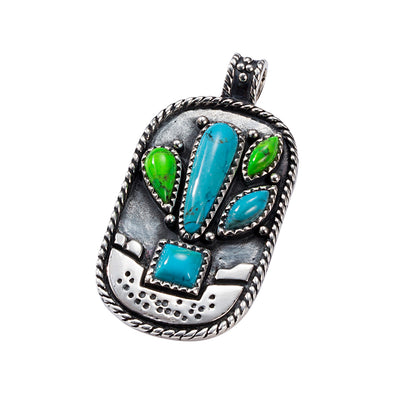 Artilady native American jewelry boho cactus necklace pendants Indian 925 sterling silver pendant