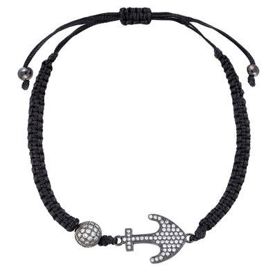 Artilady Men Anchor bracelet with crystal weaving bracelet beads with crystal