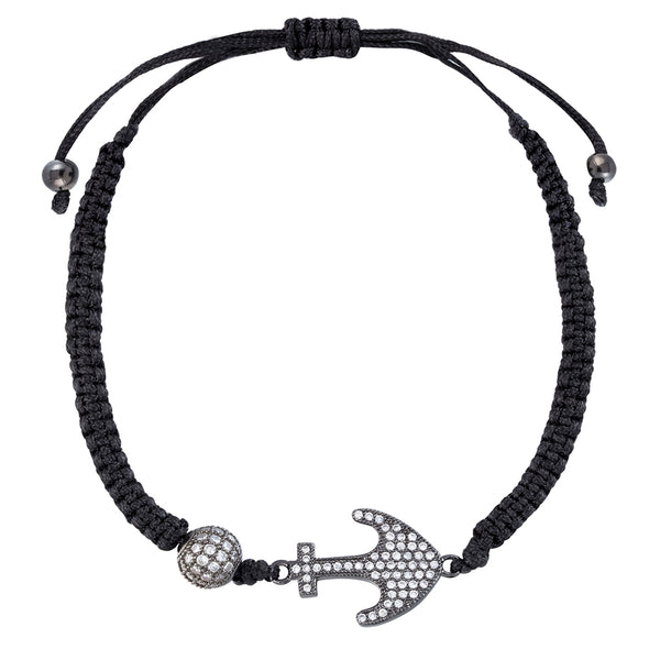 Artilady Men Anchor bracelet with crystal weaving bracelet beads with crystal