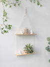 Artilady Macrame Wall Hanging Shelves Handmade Woven - 2 Tier Rope Floating Shelf for Photo Frames Plants Boho Home Decor