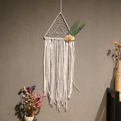 Boho Large Tassel Dream Catcher White Dreamcatcher with Flowers