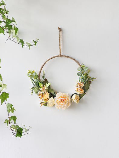 Artilady Floral Hoop Wreath Hanging White Flower Wedding Nursery Wall Decor